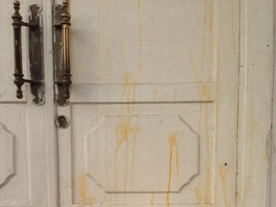 Дверь Сахаровского центра, загаженная Энтео. Источник - http://xanzhar.livejournal.com/ Дверь Сахаровского центра, загаженная Энтео. Источник - http://xanzhar.livejournal.com/